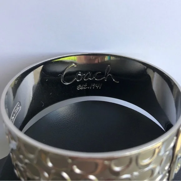 Coach Logo Wide Silver Signature Bracelet - Picture 4 of 9